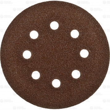 35350-125-060 | Круг шлифовальный из абразивной бумаги на велкро основе, 8 отв., Р60, 125мм, 5шт, ЗУБР СТАНДАРТ-0