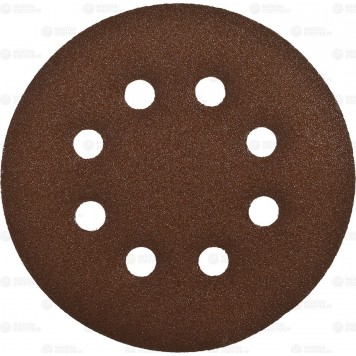 35350-125-120 | Круг шлифовальный из абразивной бумаги на велкро основе, 8 отв., Р120, 125мм, 5шт, ЗУБР СТАНДАРТ-0