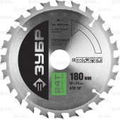 180 х 30 мм 24Т, диск пильный по дереву, быстрый рез, ЗУБР 36850-180-30-24