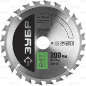 200 х 30 мм 24Т, диск пильный по дереву, быстрый рез, ЗУБР 36850-200-30-24