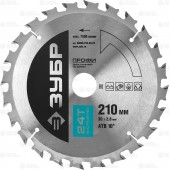 210 х 30 мм 24Т, диск пильный по дереву, быстрый рез, ЗУБР 36850-210-30-24
