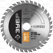 210 х 30 мм 36Т, диск пильный по дереву, оптимальный рез, ЗУБР 36851-210-30-36