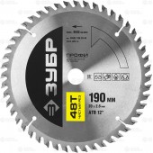 190 х 20 мм 48Т, диск пильный по дереву, чистый рез, ЗУБР 36852-190-20-48
