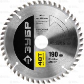 190 х 30 мм 48Т, диск пильный по дереву, чистый рез, ЗУБР 36852-190-30-48