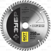 250 х 32 мм 60Т, диск пильный по дереву, чистый рез, ЗУБР 36852-250-32-60