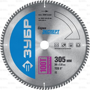 36907-305-30-100 | 305 x 30 мм 100Т, диск пильный по алюминию, мультирез, ЗУБР ПРОФЕССИОНАЛ-0