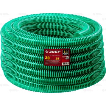 40325-38-30 | Шланг напорно-всасывающий со спиралью ПВХ, 3 атм, 38мм х 30м, ЗУБР-0