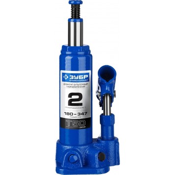 43060-2-K | Домкрат гидравлический бутылочный в пластмассовом кейсе, 2т, 181-345мм, ЗУБР ПРОФЕССИОНАЛ-2