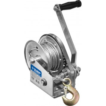 43117-0.5 | Лебедка ручная барабанная подъемная, тросовая, 0,5т, 8м, ЗУБР ПРОФЕССИОНАЛ-1
