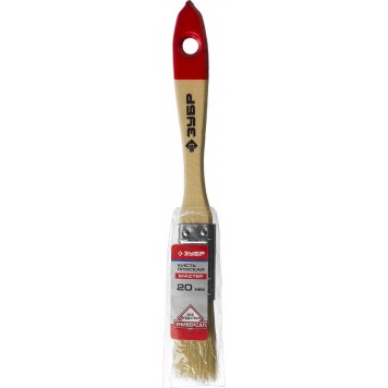 4-01003-020 | Кисть плоская, натуральная щетина, деревянная ручка, 20мм, ЗУБР МАСТЕР-1