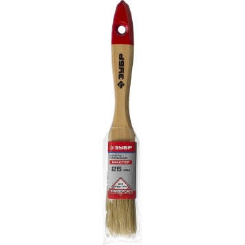 4-01003-025 | Кисть плоская, натуральная щетина, деревянная ручка, 25мм, ЗУБР МАСТЕР-1