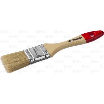4-01003-038 | Кисть плоская, натуральная щетина, деревянная ручка, 38мм, ЗУБР МАСТЕР-0