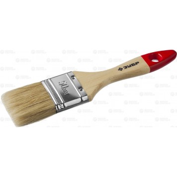 4-01003-050 | Кисть плоская, натуральная щетина, деревянная ручка, 50мм, ЗУБР МАСТЕР-0