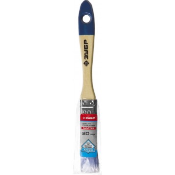 4-01007-020 | Кисть плоская, искусственная щетина, деревянная ручка, 20мм, ЗУБР МАСТЕР-1