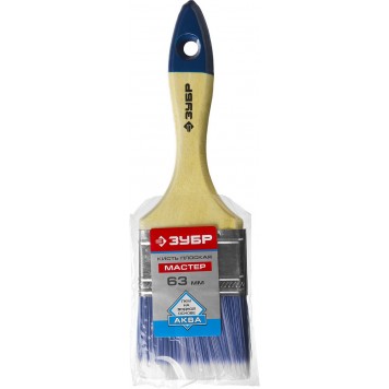 4-01007-063 | Кисть плоская, искусственная щетина, деревянная ручка, 63мм, ЗУБР МАСТЕР-1
