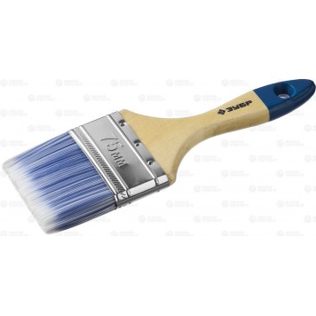 4-01007-075 | Кисть плоская, искусственная щетина, деревянная ручка, 75мм, ЗУБР МАСТЕР-0