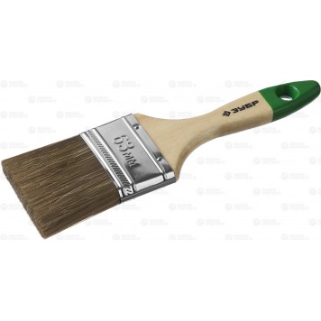 4-01009-063 | Кисть плоская, смешанная щетина, деревянная ручка, 63мм, ЗУБР МАСТЕР-0