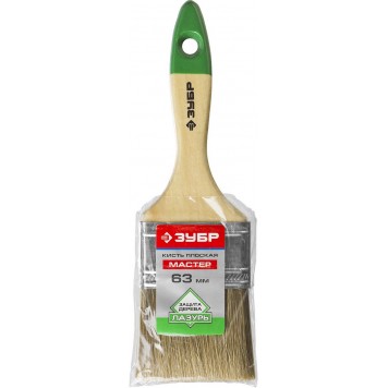 4-01009-063 | Кисть плоская, смешанная щетина, деревянная ручка, 63мм, ЗУБР МАСТЕР-1
