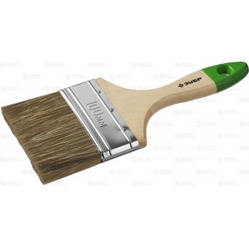 4-01009-100 | Кисть плоская, смешанная щетина, деревянная ручка, 100мм, ЗУБР МАСТЕР-0