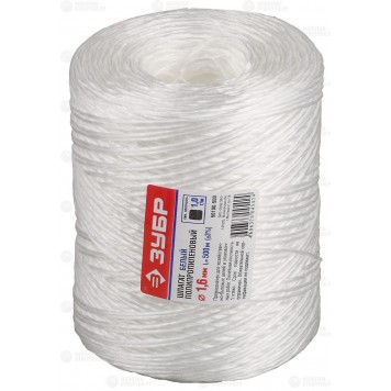50100-500 | Шпагат полипропиленовый, d=1,6 мм, 500м, белый, 32 кгс, 1,0 ктекс, ЗУБР МАСТЕР-0