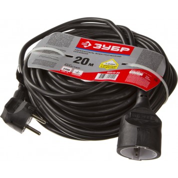 55013-20 | Удлинитель электрический, 20 м, 2200 Вт, 1 гнездо, ПВС 3x1 мм2, ЗУБР МАСТЕР-2