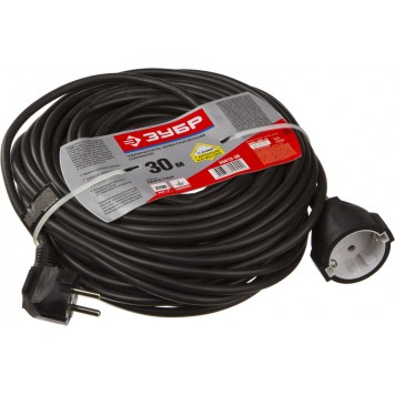 55013-30 | Удлинитель электрический, 30 м, 2200 Вт, 1 гнездо, ПВС 3x1 мм2, ЗУБР МАСТЕР-2
