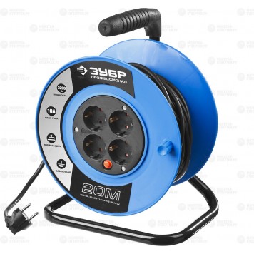 55082-20 | Удлинитель на катушке, ПВС 3x1 кв мм, 4 гнезда, макс мощн 2200 Вт, 20м, ЗУБР ПРОФЕССИОНАЛ-0