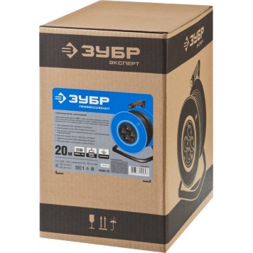 55082-20 | Удлинитель на катушке, ПВС 3x1 кв мм, 4 гнезда, макс мощн 2200 Вт, 20м, ЗУБР ПРОФЕССИОНАЛ-6