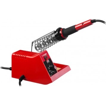 55332 | Паяльная станция аналоговая, диапазон 100-450°C, с подставкой под паяльник, 2-х компонентная рукоятка, 48Вт, ЗУБР МАСТЕР-1