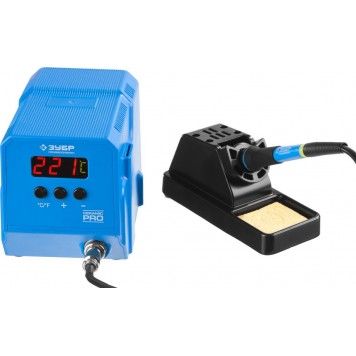 55336 | Паяльная станция низкотемпературная цифровая с ЖК дисплеем, керамический нагреватель, диапазон 50-480°C, 60Вт, ЗУБР ПРОФЕССИОНАЛ-3