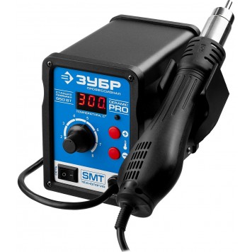 55350 | Паяльная станция термовоздушная цифровая, 100-500°C, шаг 1°C, 120л/мин, 650Вт, 3 насадки, ЗУБР ПРОФЕССИОНАЛ-1