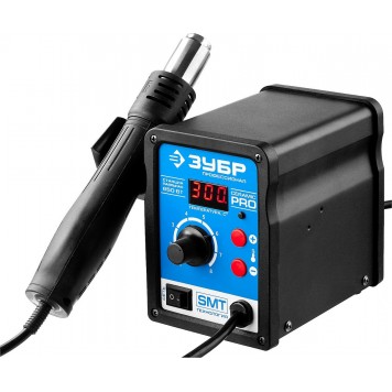 55350 | Паяльная станция термовоздушная цифровая, 100-500°C, шаг 1°C, 120л/мин, 650Вт, 3 насадки, ЗУБР ПРОФЕССИОНАЛ-2