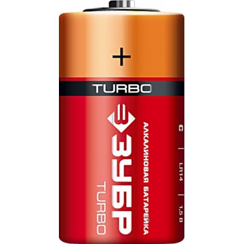 59215-2C | Щелочная батарейка 1.5 В, тип С, 2 шт, ЗУБР TURBO-1