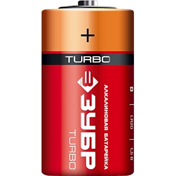 59217-2C | Щелочная батарейка 1.5 В, тип D, 2 шт, ЗУБР TURBO-1