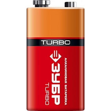59219 | Щелочная батарейка 9 В, тип 6LR61 (крона), 1 шт, ЗУБР TURBO-1