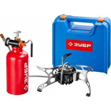68202 | Горелка туристическая мультитопливная, бензин или газ, в кейсе, ЗУБР ЭКСПЕРТ-1