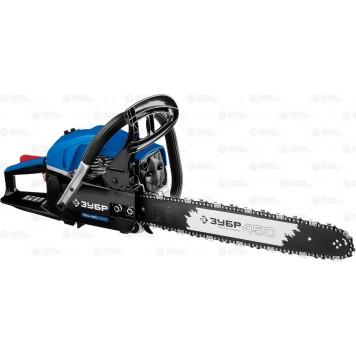 ПБЦ-490 45ДП | Пила цепная бензиновая, хромир. цилиндр, праймер, декомпрессионный клапан, 49 см3 (2,2 кВт), шина 45 см, 12500 об/мин, ЗУБР ПРОФЕССИОНАЛ-0