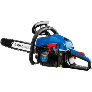 ПБЦ-490 45ДП | Пила цепная бензиновая, хромир. цилиндр, праймер, декомпрессионный клапан, 49 см3 (2,2 кВт), шина 45 см, 12500 об/мин, ЗУБР ПРОФЕССИОНАЛ-4