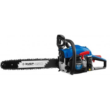 ПБЦ-490 45ДП | Пила цепная бензиновая, хромир. цилиндр, праймер, декомпрессионный клапан, 49 см3 (2,2 кВт), шина 45 см, 12500 об/мин, ЗУБР ПРОФЕССИОНАЛ-5