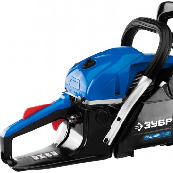 ПБЦ-490 45ДП | Пила цепная бензиновая, хромир. цилиндр, праймер, декомпрессионный клапан, 49 см3 (2,2 кВт), шина 45 см, 12500 об/мин, ЗУБР ПРОФЕССИОНАЛ-6