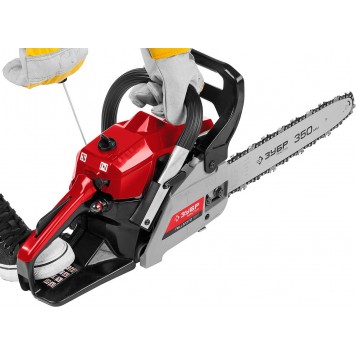 ПБЦ-М370 35П | Пила цепная бензиновая, хромир. цилиндр, праймер, 37 см3 (1,2 кВт), шина 35 см, 11500 об/мин, ЗУБР МАСТЕР-9