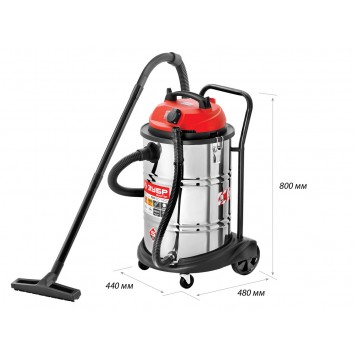 ПУ-60-1400 М4 | Пылесос строительный, модель М4-60, 60 л, 1400 Вт, сухая и влажная уборка, корпус из нержав. стали, розетка до 2000 Вт, ЗУБР МАСТЕР-1