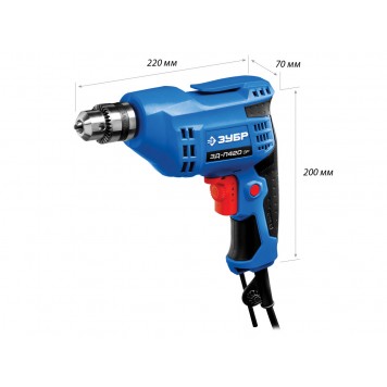 ЗД-П420 ЭР | Дрель безударная реверсивная, ЭР (электронная регулировка скорости), ключевой патрон, 10 мм, 420 Вт, ЗУБР ПРОФЕССИОНАЛ-1