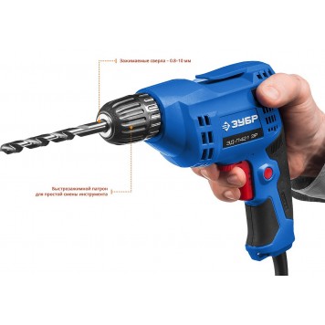 ЗД-П421 ЭР | Дрель безударная, реверсивная, 420 Вт, 10 мм БЗП патрон, электронная регулировка скорости, 0-3000 об/мин, ЗУБР ПРОФЕССИОНАЛ-4