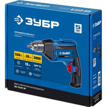 ЗД-П550 ЭР | Дрель безударная реверсивная, ЭР(электронная регулировка скорости), ключевой патрон, 13мм, 550Вт, ЗУБР ПРОФЕССИОНАЛ-10