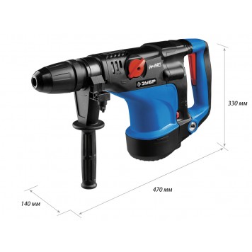 ЗПМ-40-1100 ЭК | Перфоратор SDS-Max, 0-500 об/мин, 0-2800 уд/мин, 12 Дж, 7 кг, 1100 Вт, кейс, ЗУБР ПРОФЕССИОНАЛ-1