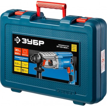 ЗП-30-900 К | Перфоратор SDS-plus, реверс, горизонтальный, мет. редуктор, 3.3 Дж, 0-1000 об/мин, 0-5500 уд/мин, 900 Вт, кейс, ЗУБР ПРОФЕССИОНАЛ-9