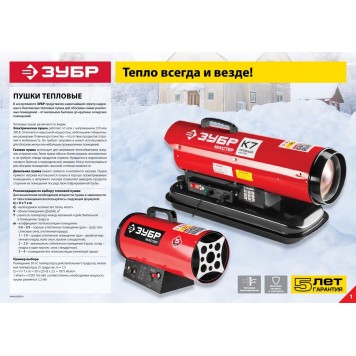 ЗТП-М1-3000 | Пушка тепловая, круглая, электрическая, гладкий нерж ТЭН, двойные стенки (термос), термостат, 3/1,5 кВт, 220 В, ЗУБР МАСТЕР-5