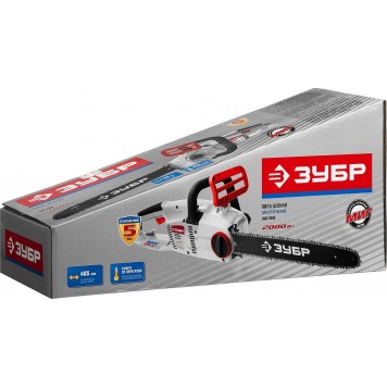 ЗЦП-2000-02 | Пила цепная (электропила), продольный двиг-ль, защита руки (тормоз цепи), масляный бачок, смена цепи без ключа, шина 40 см, 2000 Вт, ЗУБР МАСТЕР-7