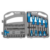 Набор Отвертка с насадками, битодержатель с Т-образ. ручкой 125мм, Hex1/4"-SQ1/4", в пласт.боксе, 46пред, ЗУБР 25283-H46